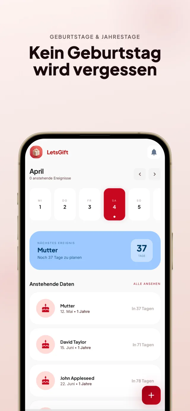 LetsGift App - Startseite