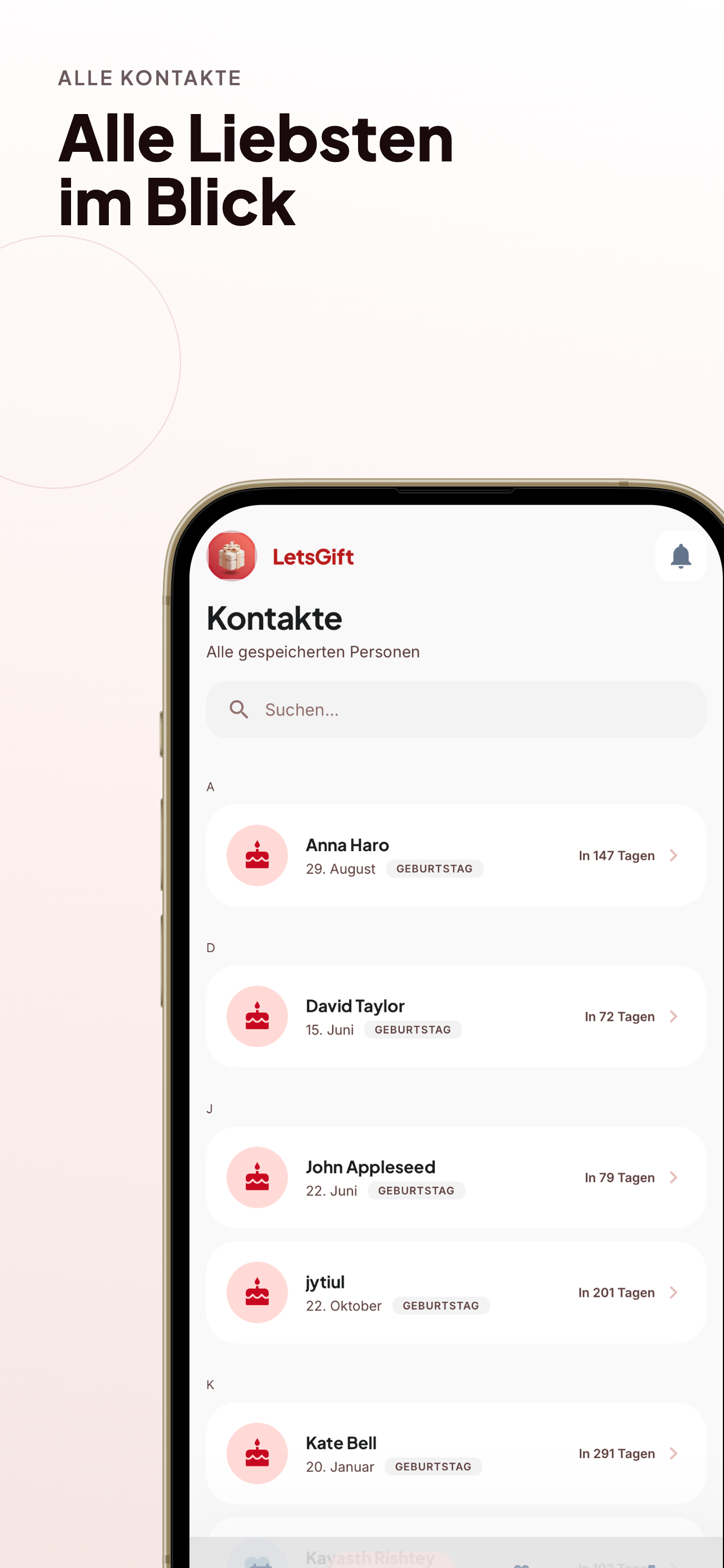LetsGift - Kontakte