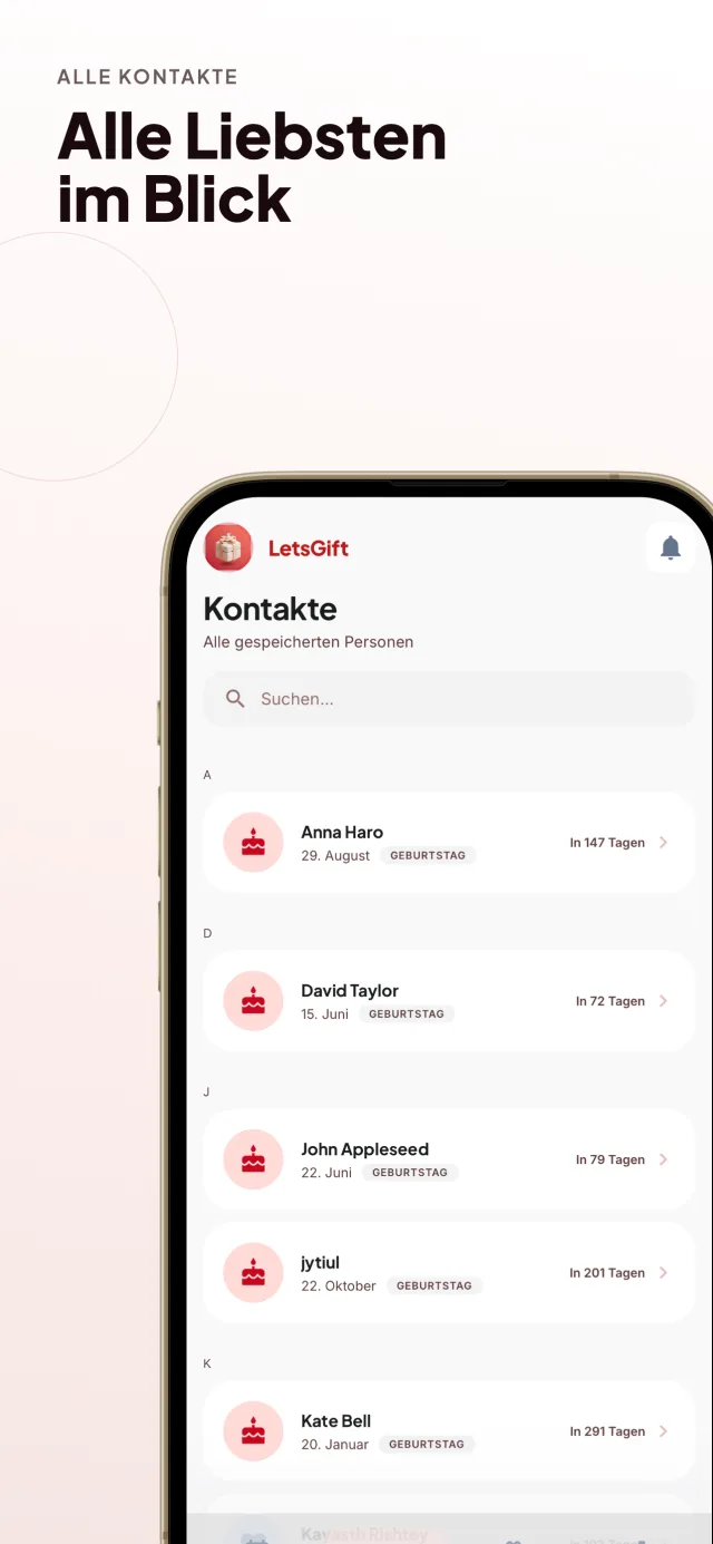 LetsGift - Kontakte