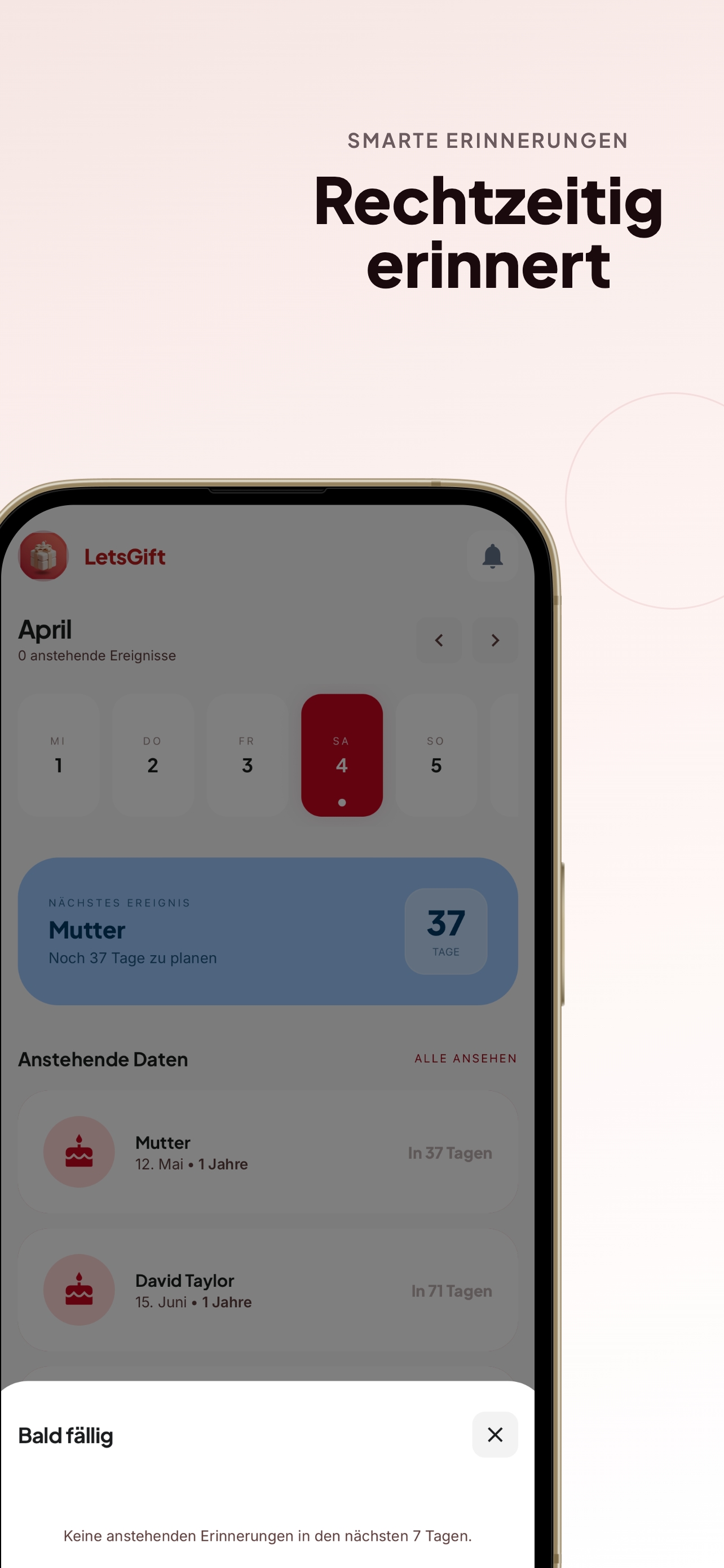 LetsGift - Erinnerungen