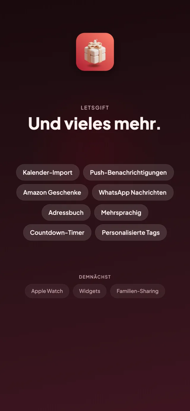 LetsGift - Weitere Features